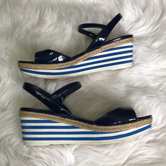 Prada Patent Leather Wedge Sandals - Picture 3 of 8